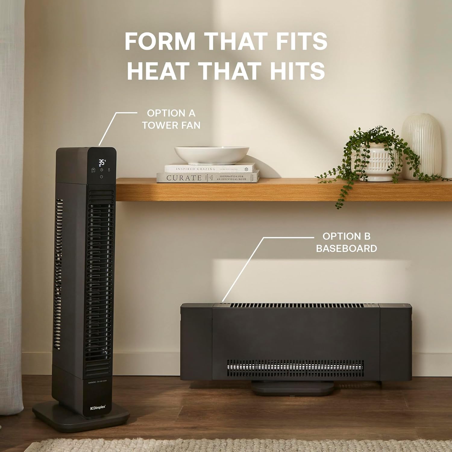 2-in-1 Baseboard And Tower Heater, 2.2kw