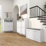 Narrow Shoe Storage Cabinet With 2 Flip Drawers For 12 Pairs