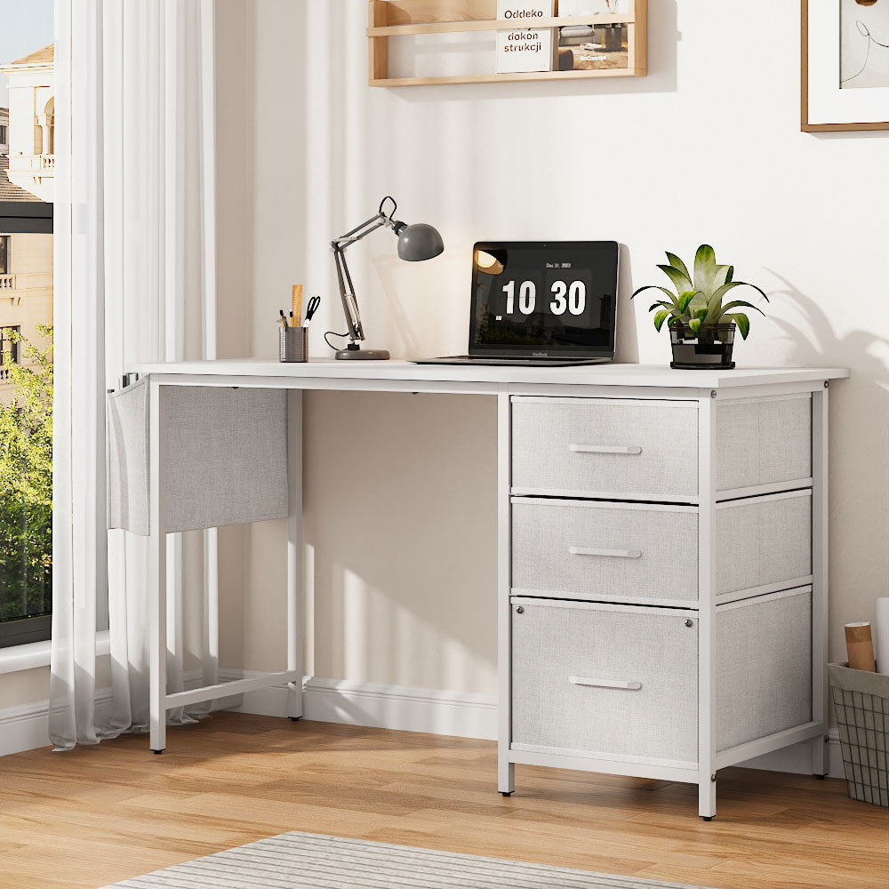 Multipurpose White Metal Frame Computer Desk For Home Office