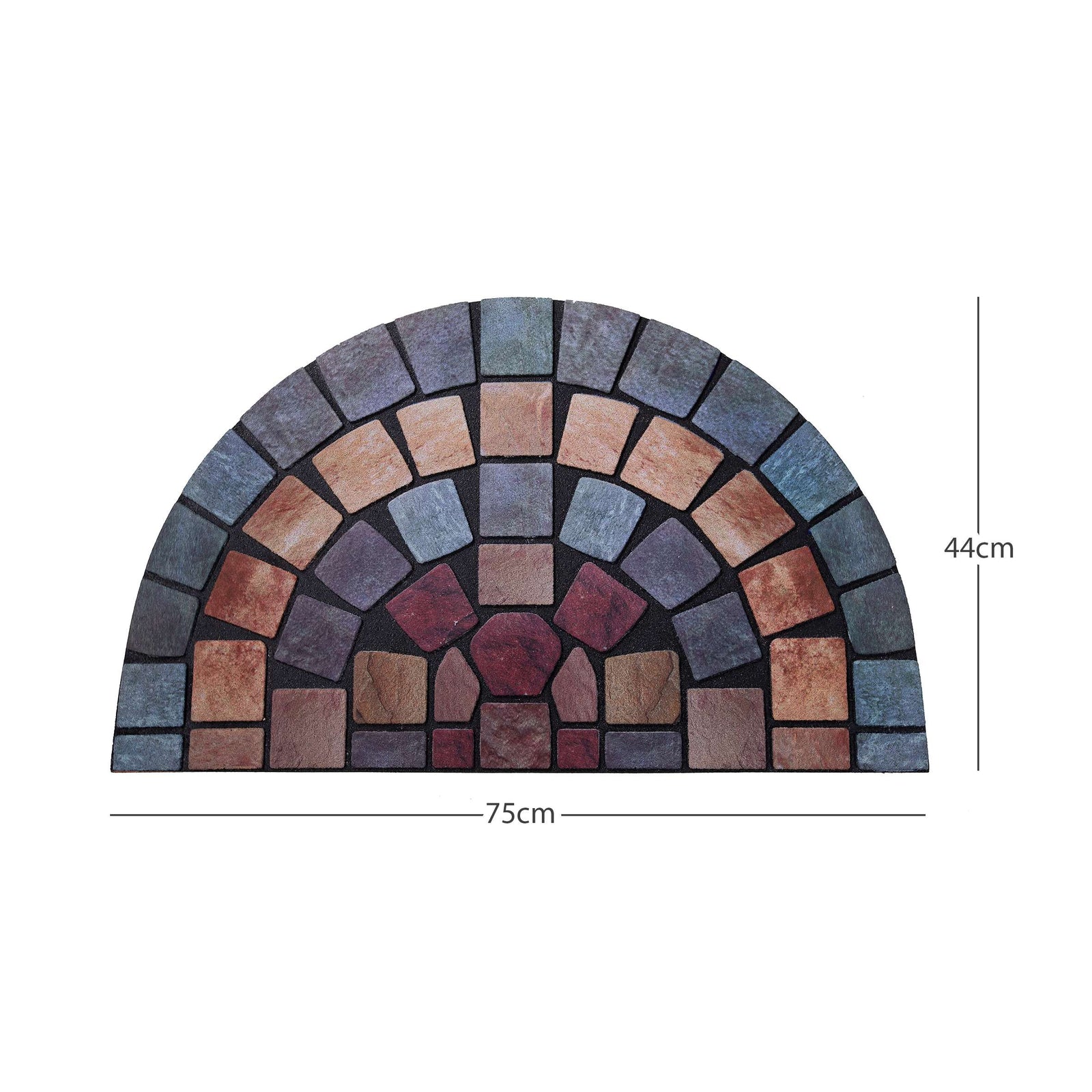 Elegant Tile Effect Halfmoon Doormat | Blue