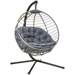 Hang Chair With Thick Cushion, Foldable Basket & Cup Holder