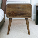 Solid Wood Curved Classic Grey Washed Bedside