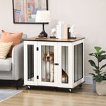 Dog Crate Table W/ Wheels, For Medium Dogs - White