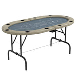 8 Player Folding Poker Table With Cup Holder, Brown
