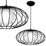 Kronos Pendant Lamp 1xe14 Industrial Chic With The Flattened Cage Surrounding The Elegant Glass Shade