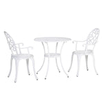 3pcs Garden Bistro Set Cast Aluminium Round Table /2 Chairs