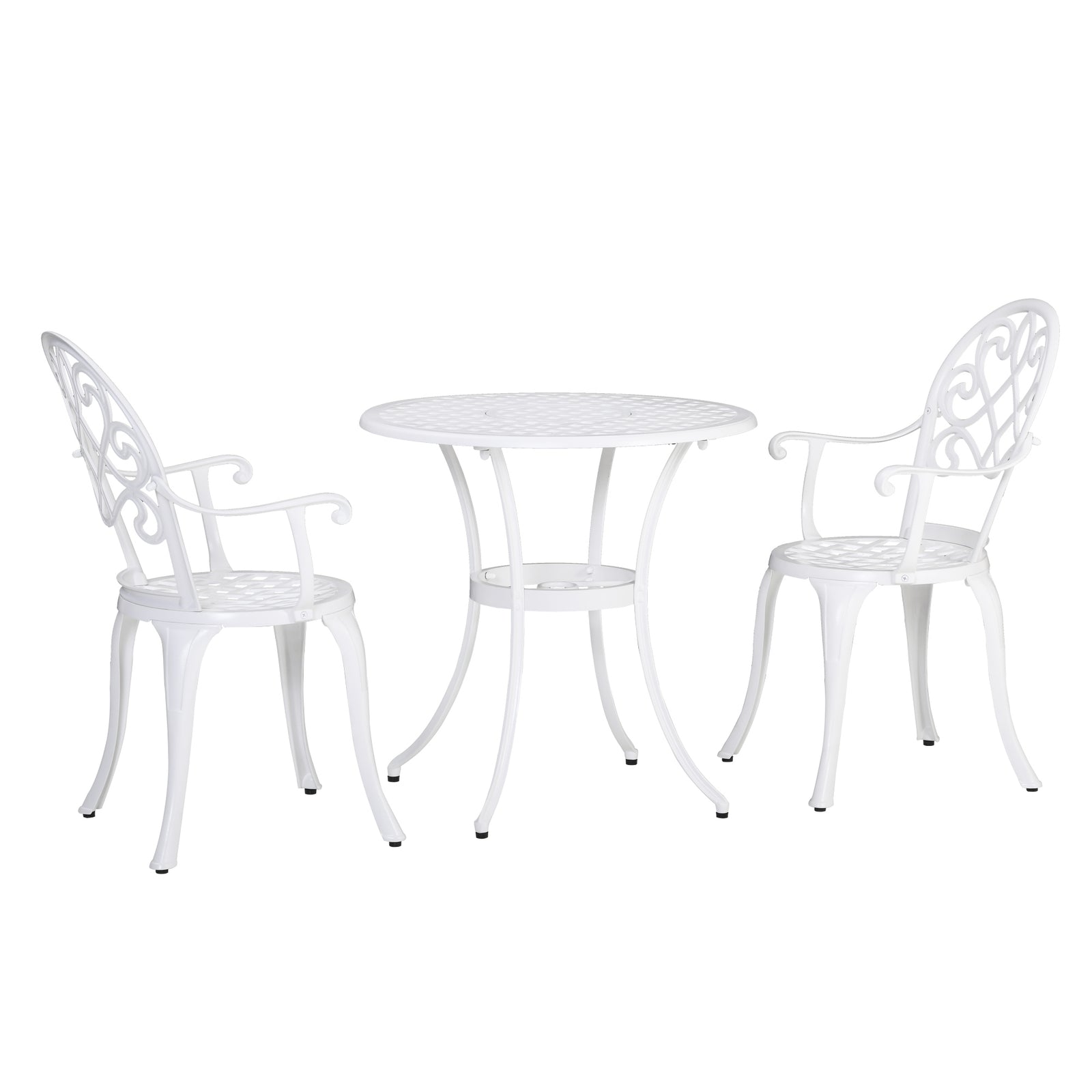 3pcs Garden Bistro Set Cast Aluminium Round Table /2 Chairs