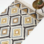 Agra Handwoven Diamond Kilim Wool Rug | 120cm x 180cm | Yellow & Black
