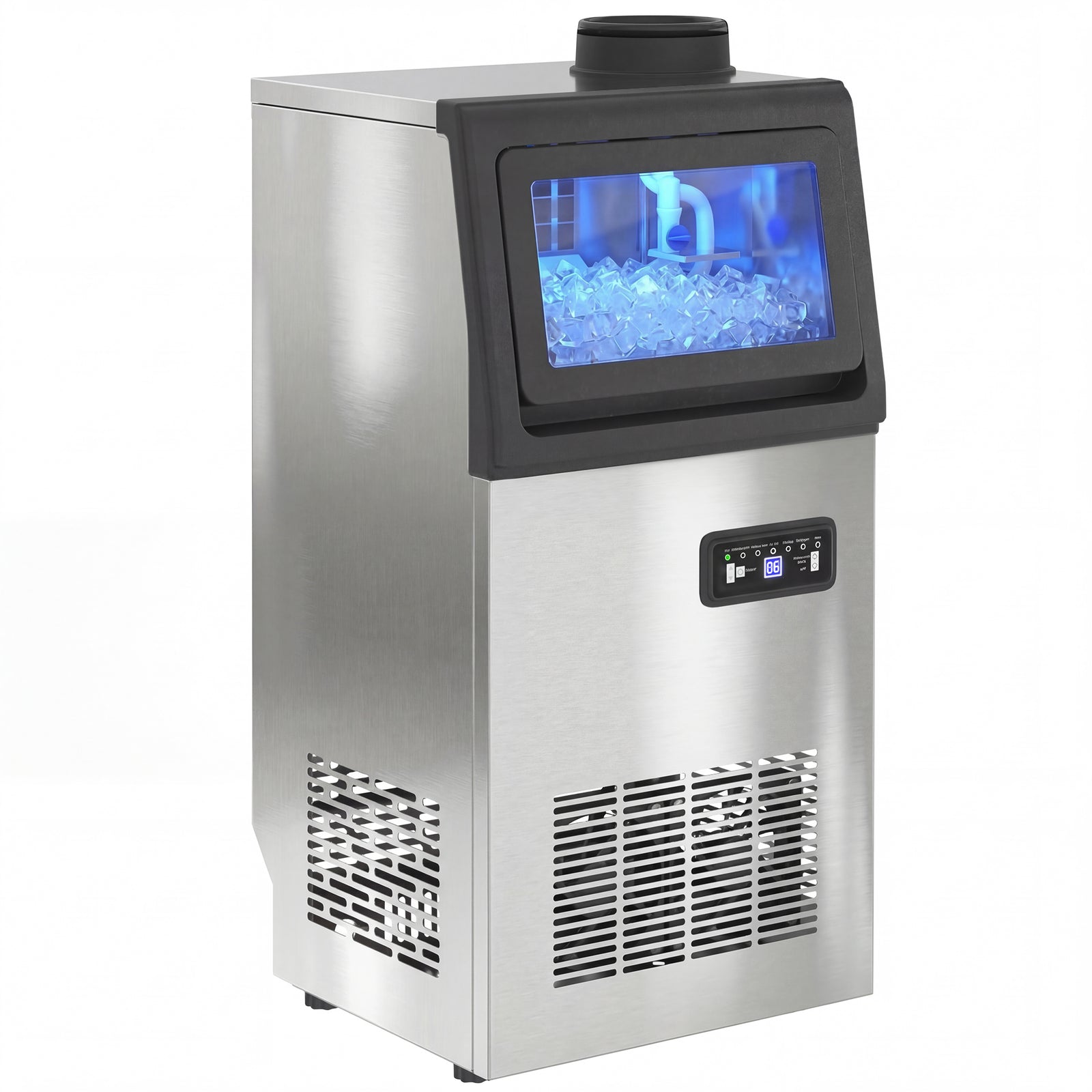 24h Commercial Ice Maker Machine With Auto Self-cleaning | 45kg | Silver