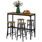 Bar Table And Stool Set Kitchen Table With 2/4 Stools | Set of 5 | Brown