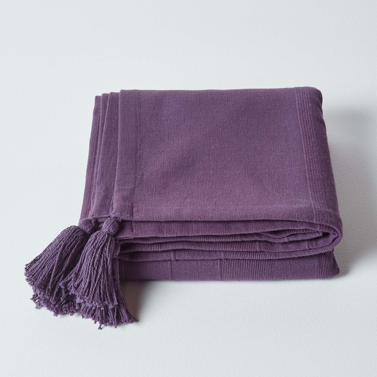 Cotton Rajput Ribbed Throw | 255cm x 360cm | Purple