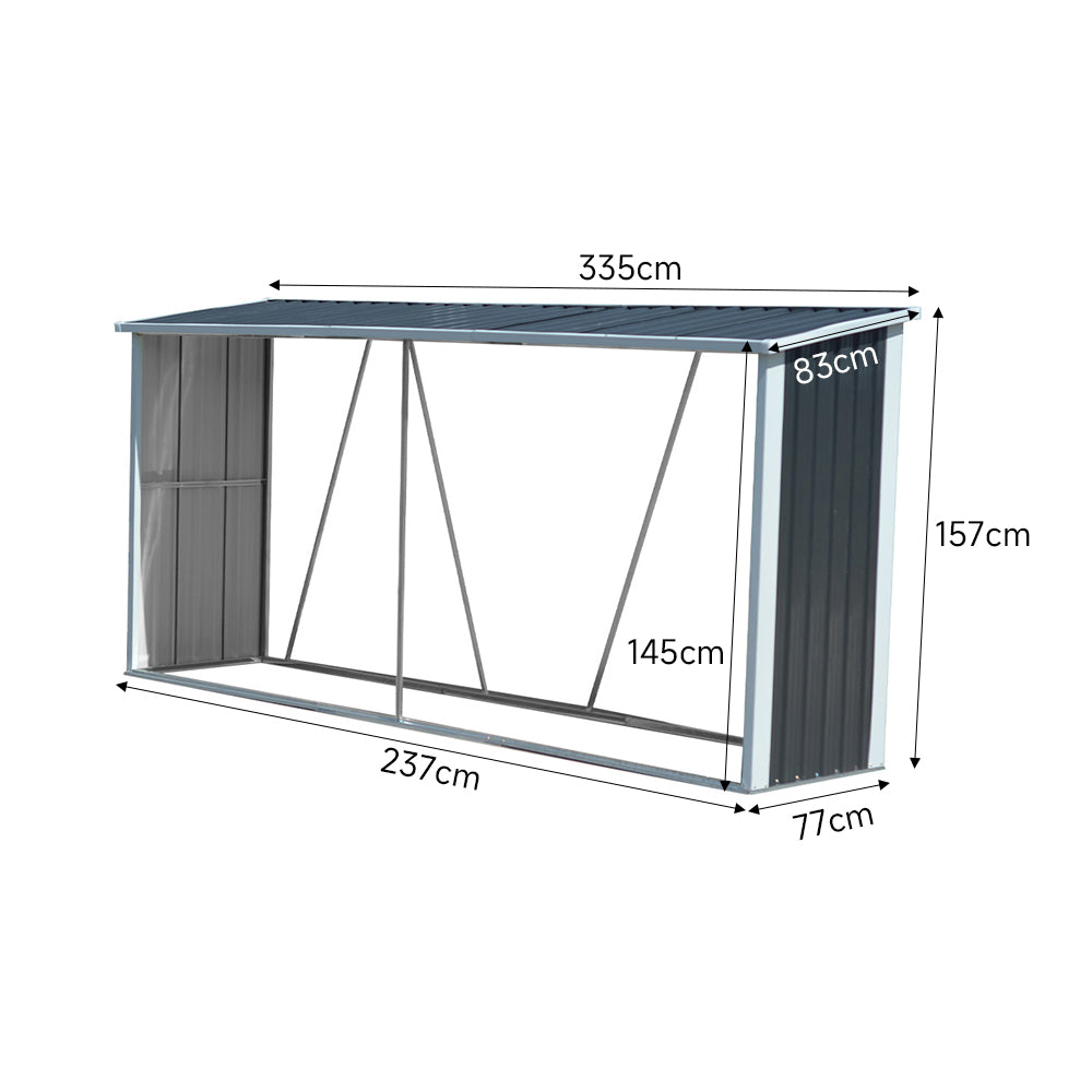 Outdoor Steel Firewood Rack Zinc Steel Firewood Log Storage Shed