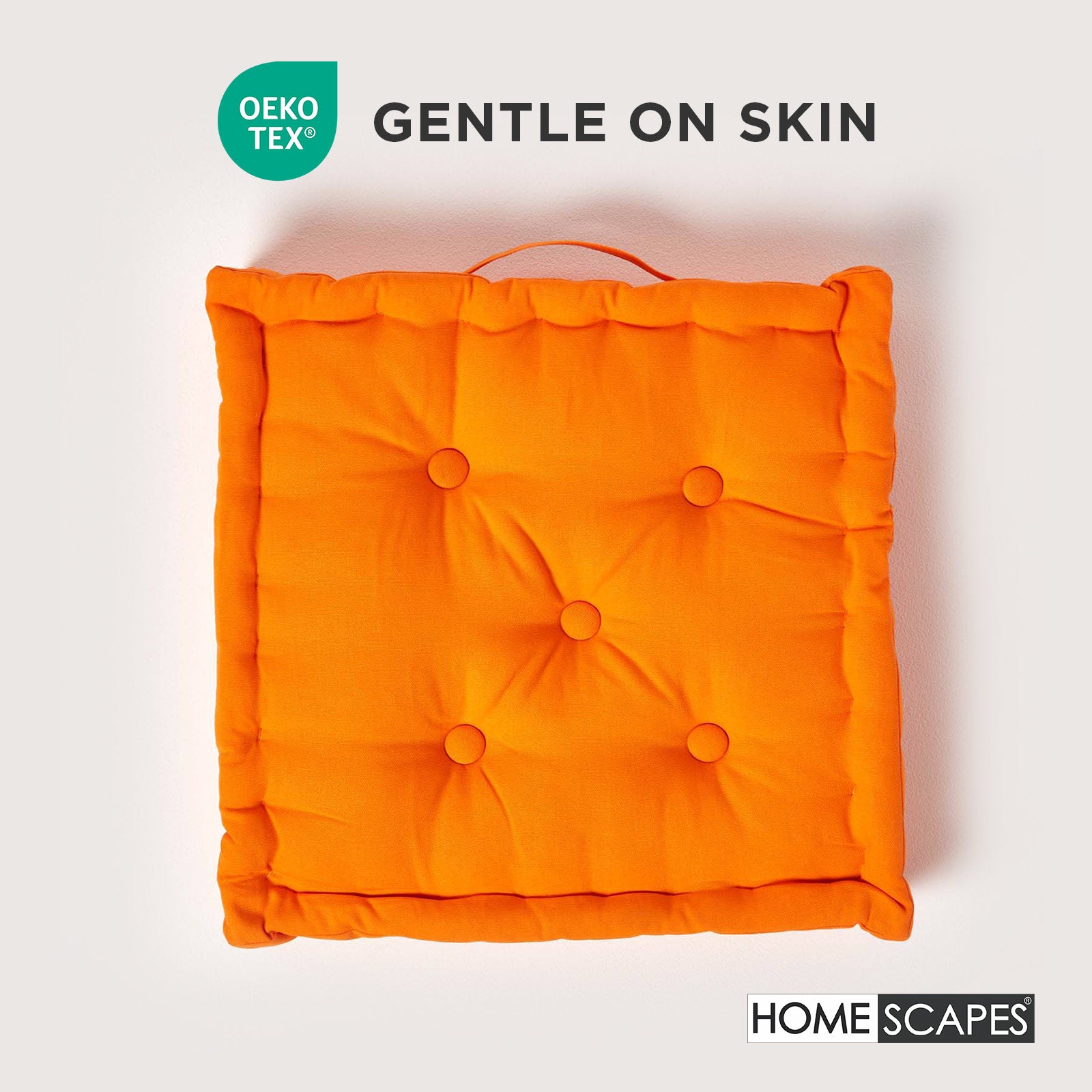 Cotton Plain Floor Cushion | 40cm x 40cm | Orange