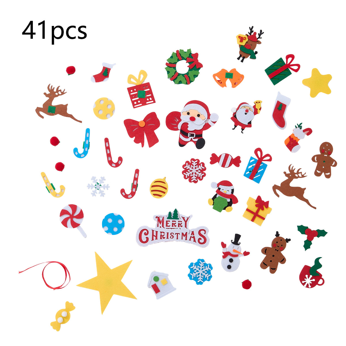 Breeins Diy Felt Christmas Tree With 41 Detachable Ornaments & Led String Lights