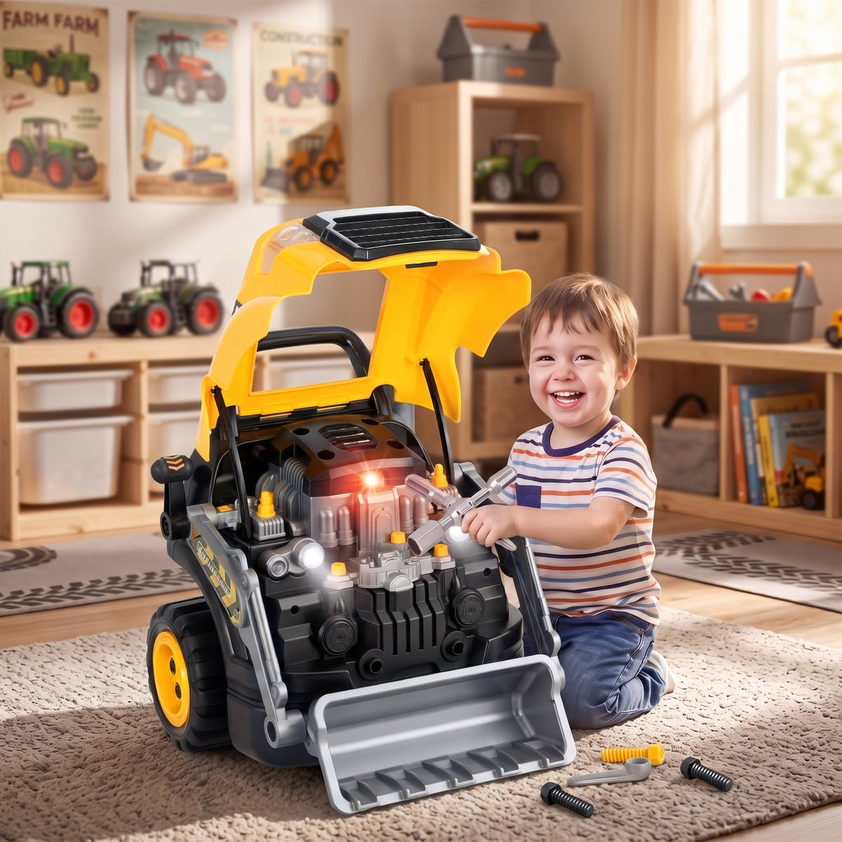AIYAPLAY Kids Truck Engine Toy With Spray, Lights, Sounds For 3-6 Years