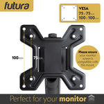 Single & Dual Monitor Arm Desk Mount Gas Spring Bracket 13-32 Inch Screens, Adjustable Stand, Full Motion Tilt Swivel Rotation | Dual Monitor Arm | Black