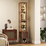 Floor Lamp With Shelves, Led Standing Lamp With Fabric Drawer | Brown