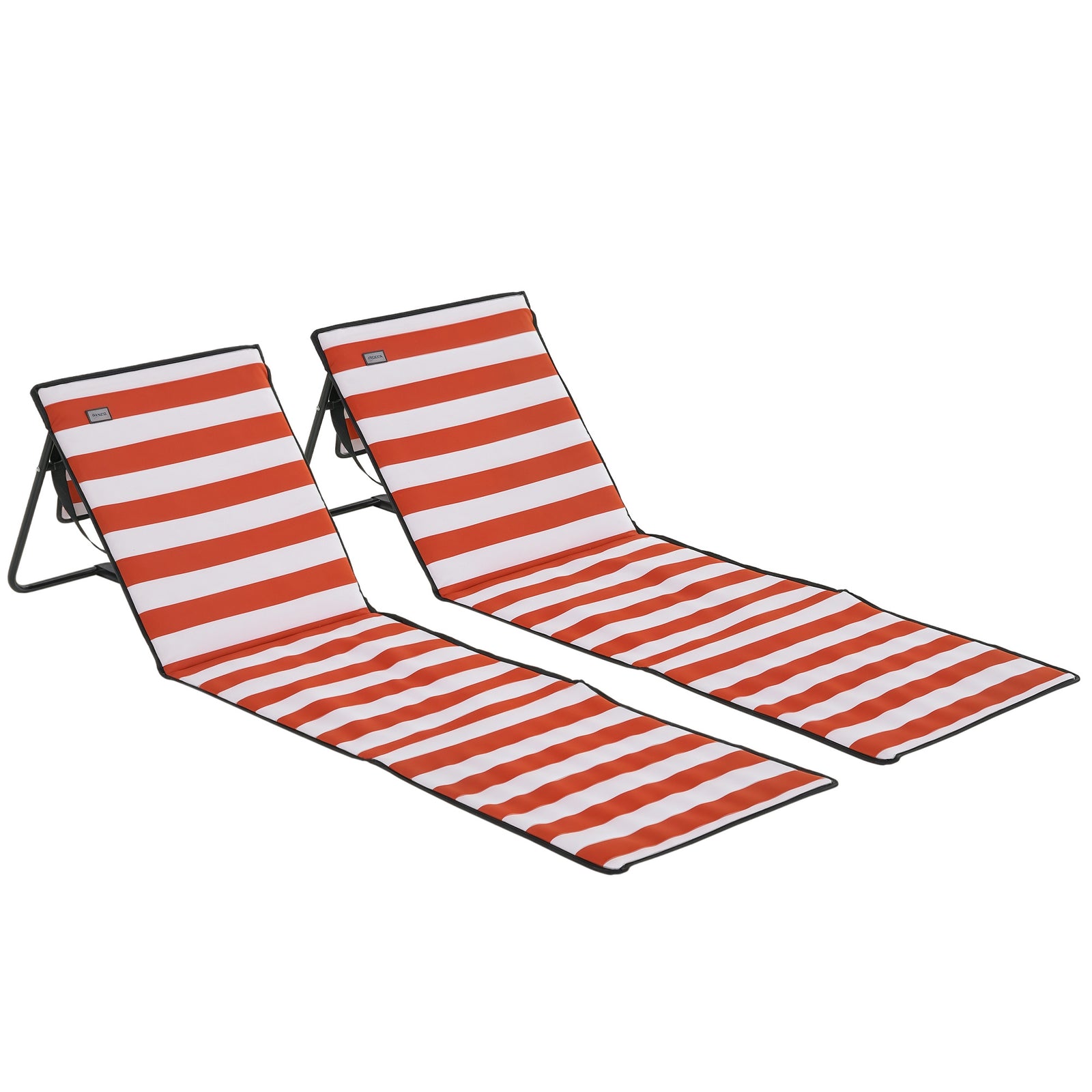 Garden Beach Chair Mat, Sun Lounger Seats With Adjustable | Orange & White