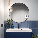 50cm/70cm Diameter Simple Round Metal Framed  Bathroom Wall Mirror | 70cm x 70cm | Black