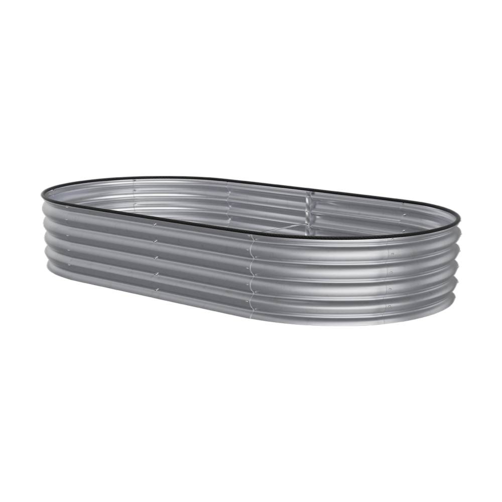 Garden Bed Oval-shaped Galvanized Steel Raised  Galvanized Planter Box Garden Planter With Metal | Small | Galvanized Silver