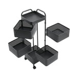 Multi-layer Storage Shelf Trolley 3/4/5 Tier Square Organizer Rack With Swivel Design For Kitchen | Large | Black