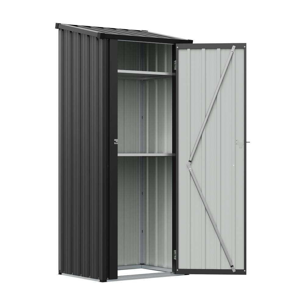 Metal Garden Storage Cabinet 2.62×1.8 Ft With Lockable Door & 2 Shelves