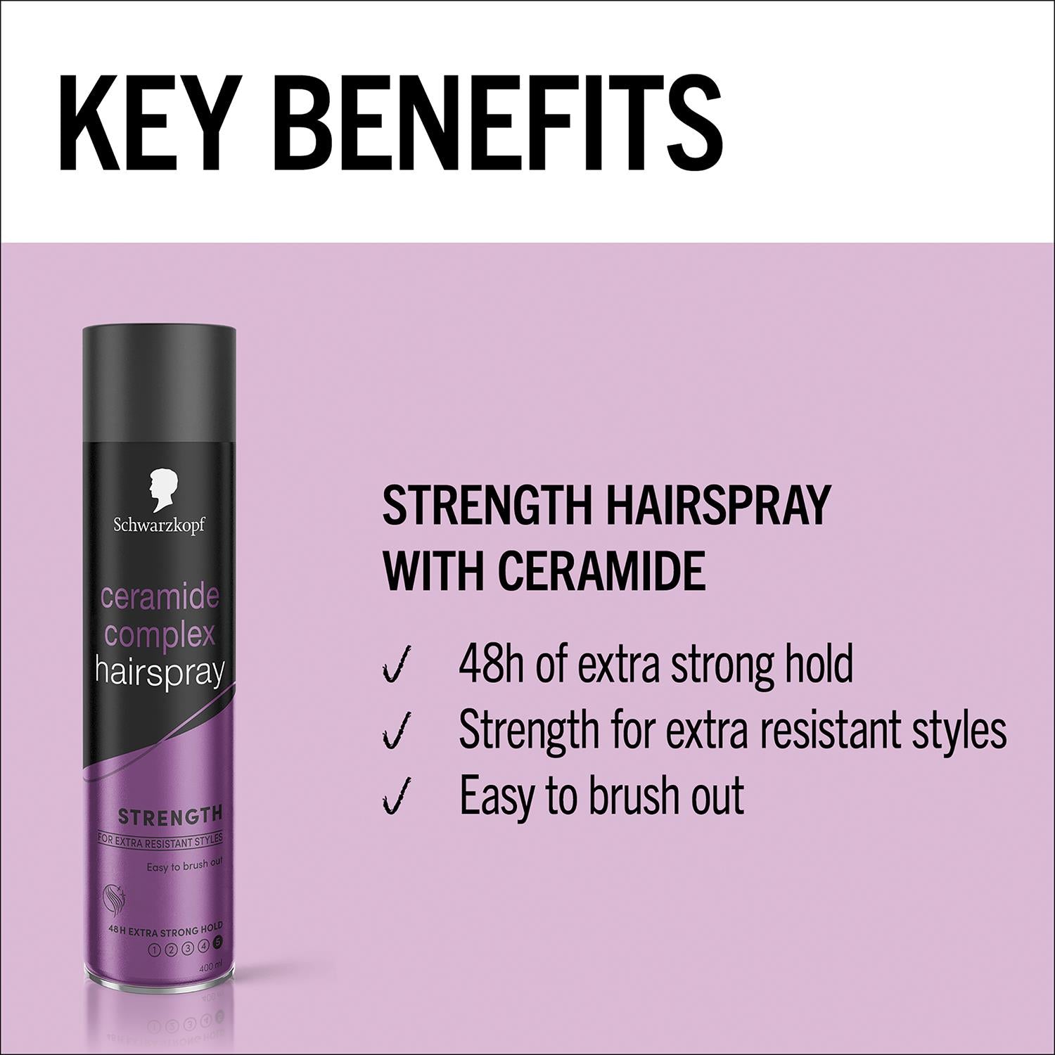Ceramide Complex Hairspray For 48h Mega Strong Hold, 3x400ml