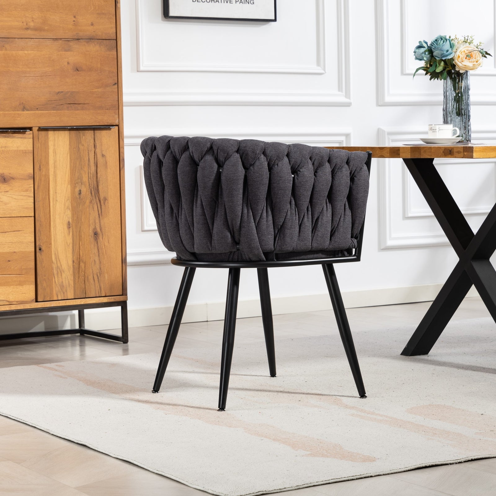 Aneta Fabric Accent Chairs - Set Of 2 | Charcoal Grey