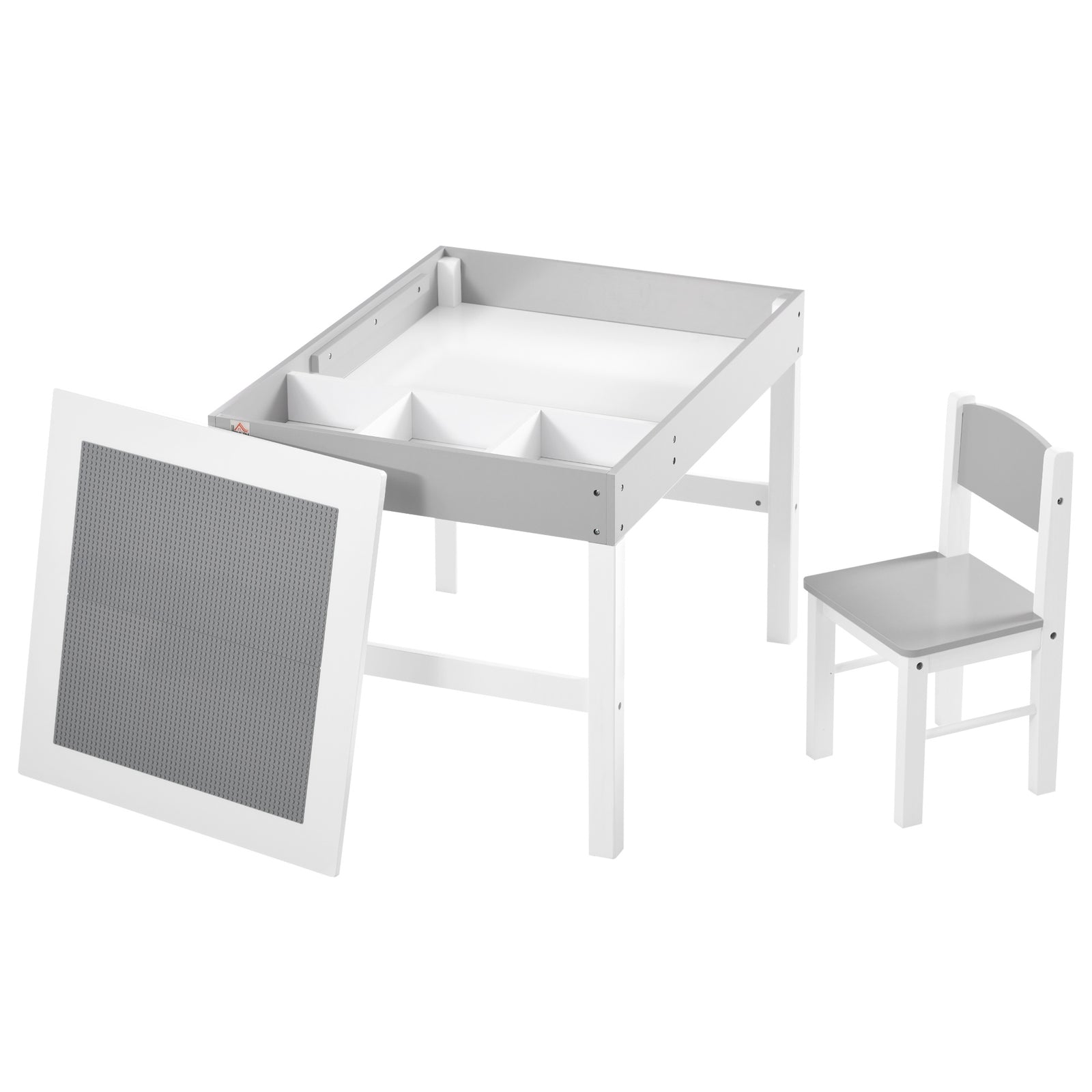 Kids Table And Chair Set 2 In 1 Activity Play Table For Bricks W/storage
