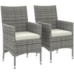 2 Pc Rattan Chair Patio Sofa Chairs Set Cushioned Outdoor