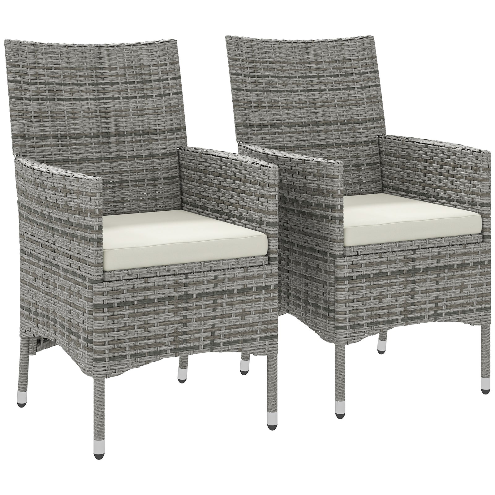 2 Pc Rattan Chair Patio Sofa Chairs Set Cushioned Outdoor