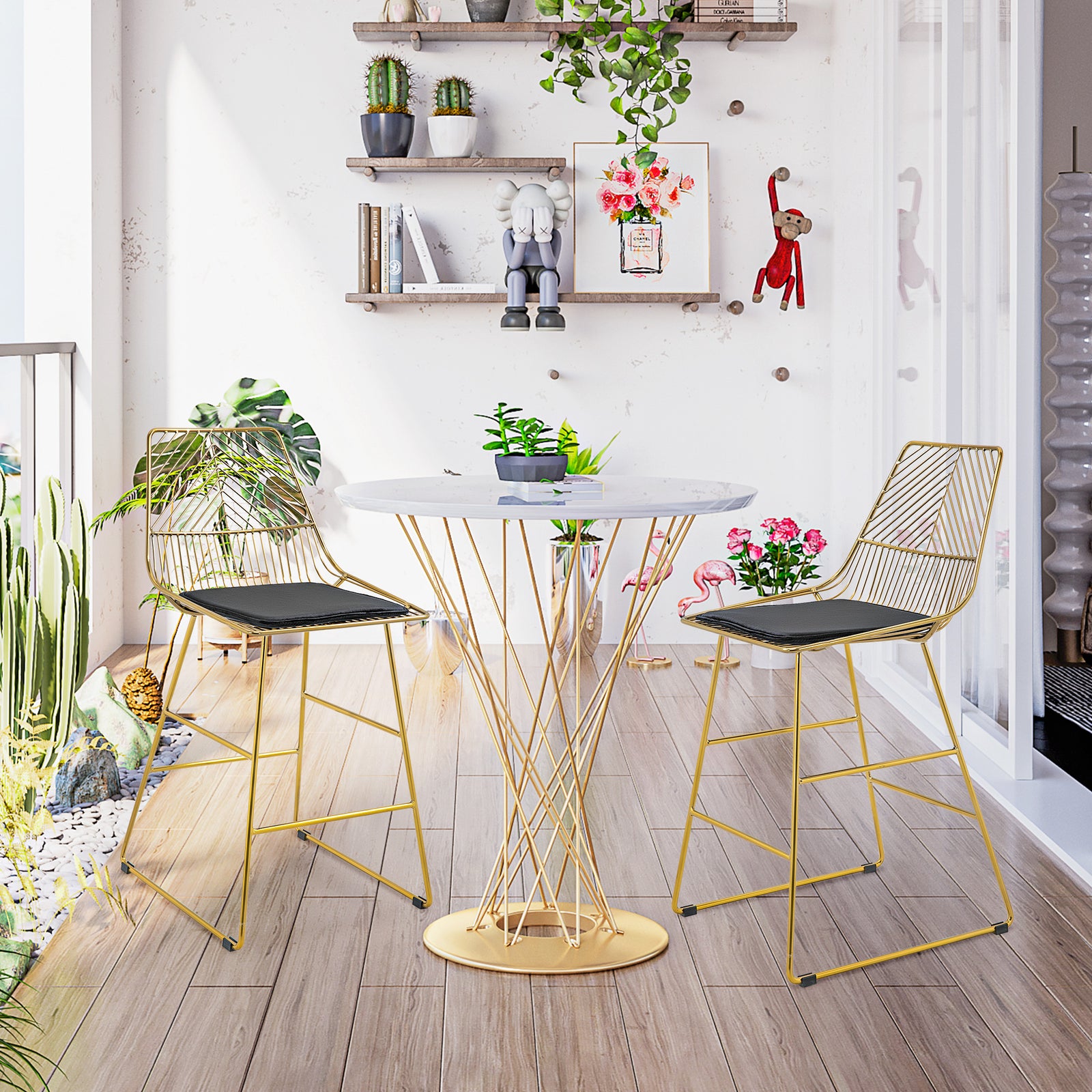 Modern Counter Height Bar Stools Wire Metal