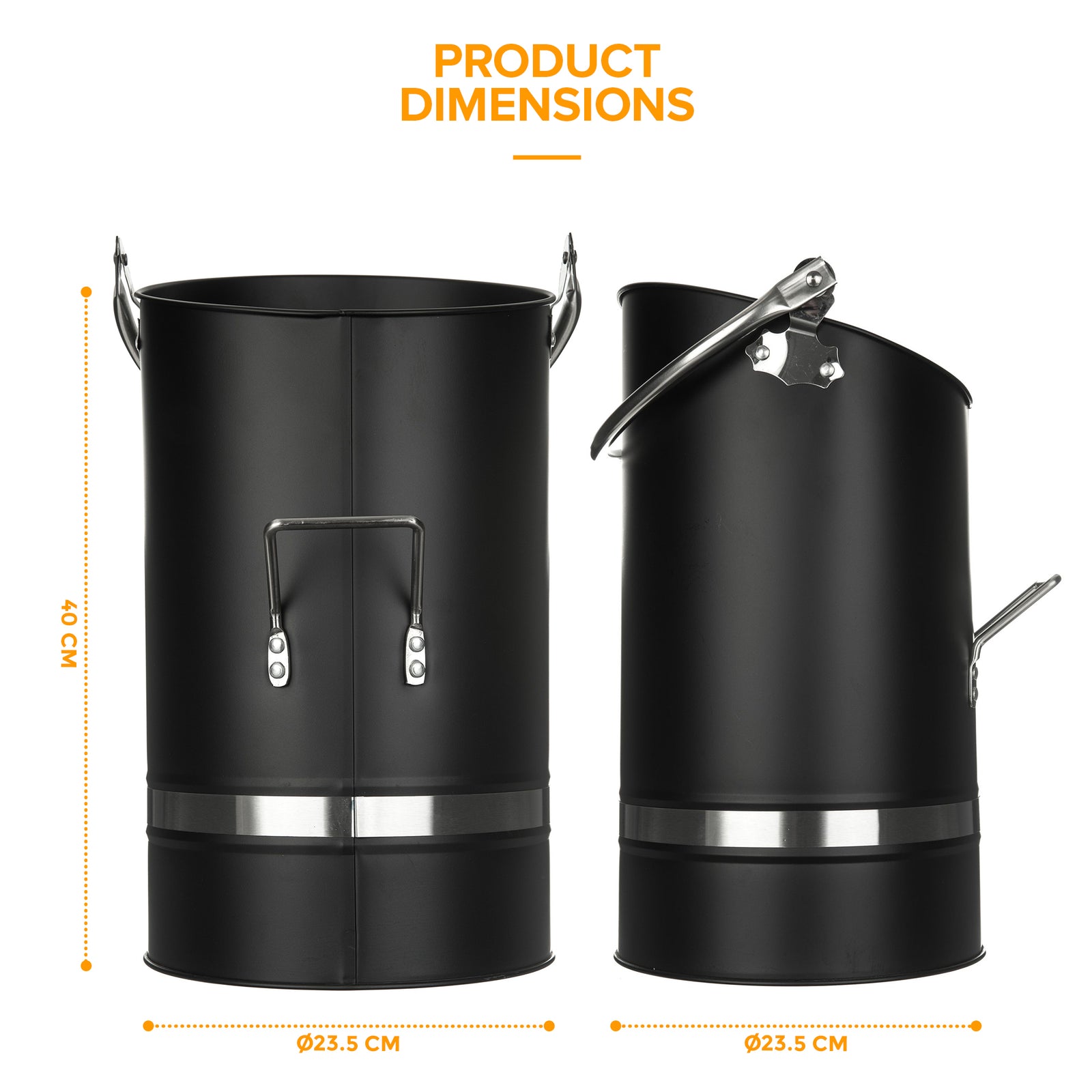 Fireplace Coal Bucket Ellipse Design With Nickel Coated Handle