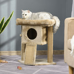 Cat Tree Activity Centre W/ Scratching Pad, Toy Ball, Cat House | Brown