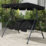 3-seat Swing Chair Garden Swing Seat W/ Adjustable Canopy | Black