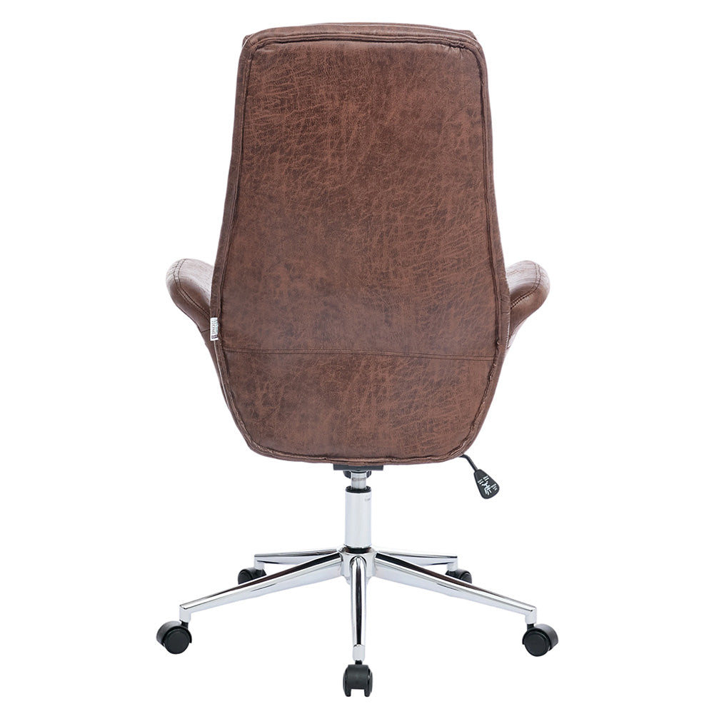 Adjustable High Back Pu Office Chair With Armrests | Brown