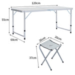 5 Pieces Garden Dining Set Folding Picnic Table With Portable Lightweight Aluminium Table Stools Set