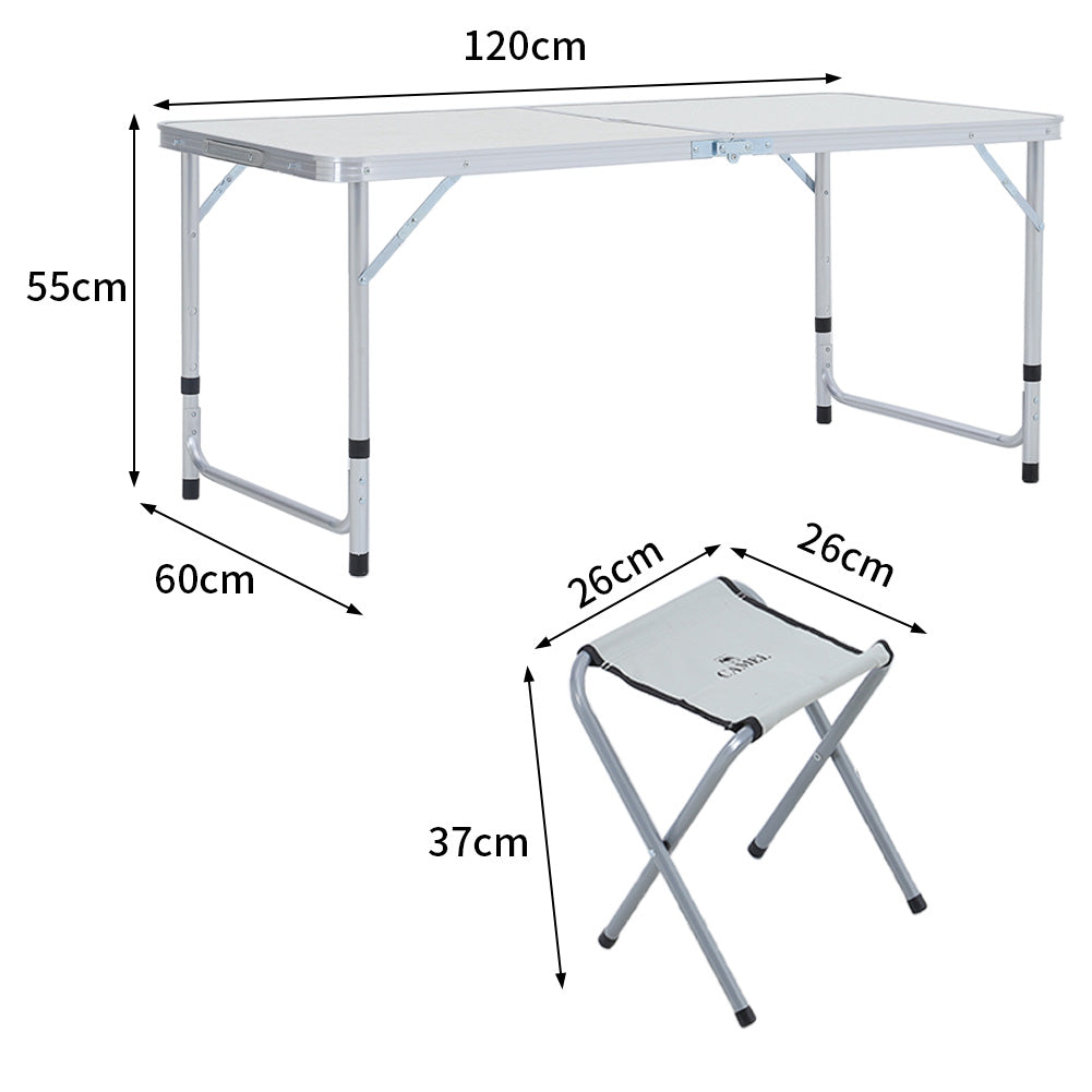 5 Pieces Garden Dining Set Folding Picnic Table With Portable Lightweight Aluminium Table Stools Set