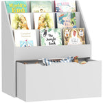 Kids Bookcase W/ 3 Tier Shelves, Drawer, For Bedroom, Nursery | Grey