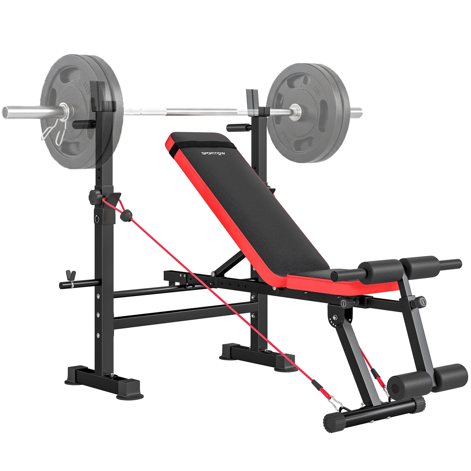 SPORTNOW Adjustable Weight Bench With Rack And Dip Stand