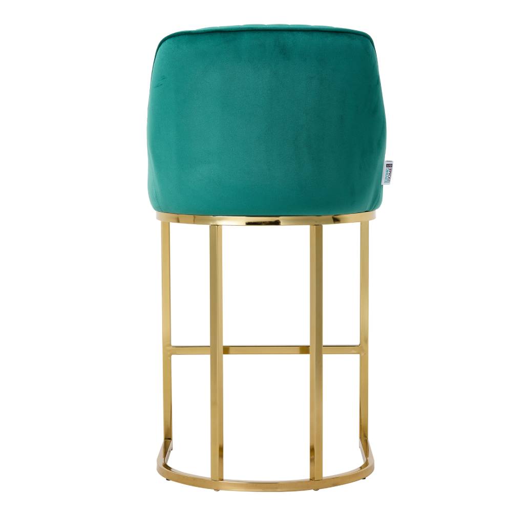 Modern Velvet Upholstered Bar Stools With Metal Legs, Set Of 2 – Contemporary Design, Comfortable Padded Seat, And Anti-slip Base | Green
