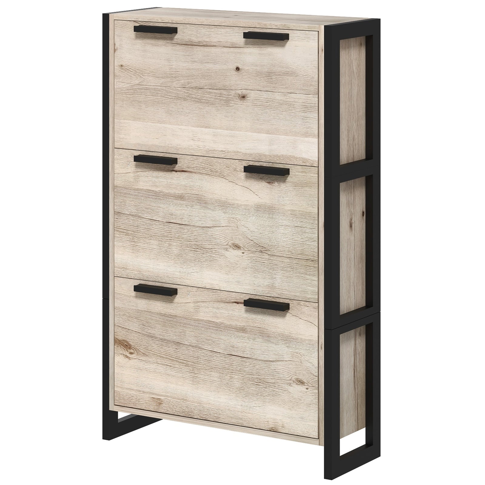 Entryway Shoe Cabinet With 3 Flip Drawers Adjustable Shelves