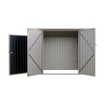 8x4 Ft Outdoor Metal Storage Shed with Pent Roof, 3 Lockable Doors & Adjustable Shelves, Weather-Resistant Garden Tool Storage House