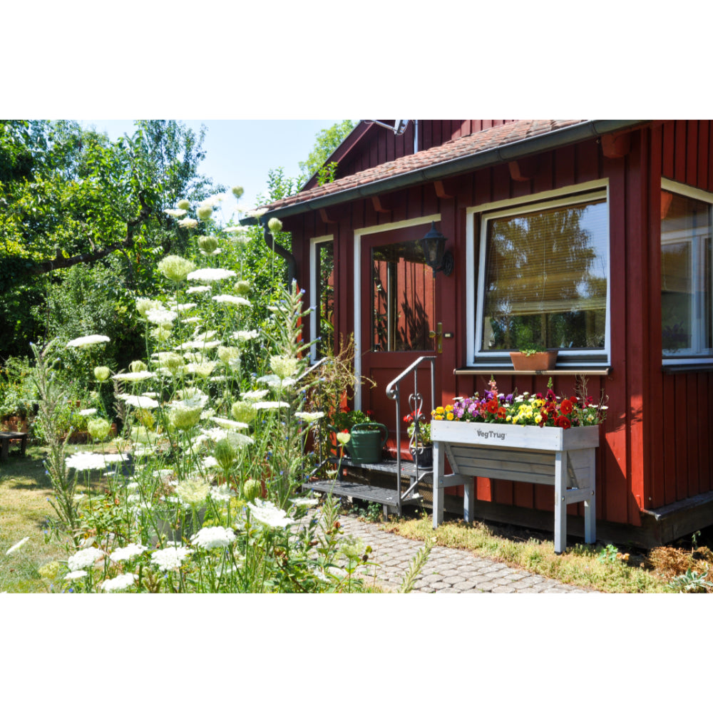 Raised Wooden Planter -Small Wall Hugger | Gray