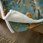 Snuggle Warm Fleece 140x180cm Throw Fox & Deer Green