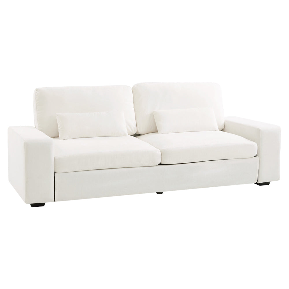 2-seater Chenille Upholstered Sofa With Pillows | Beige