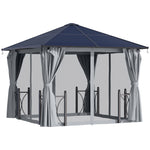 3x3(m) Hardtop Gazebo With Pc Roof, Netting And Curtains