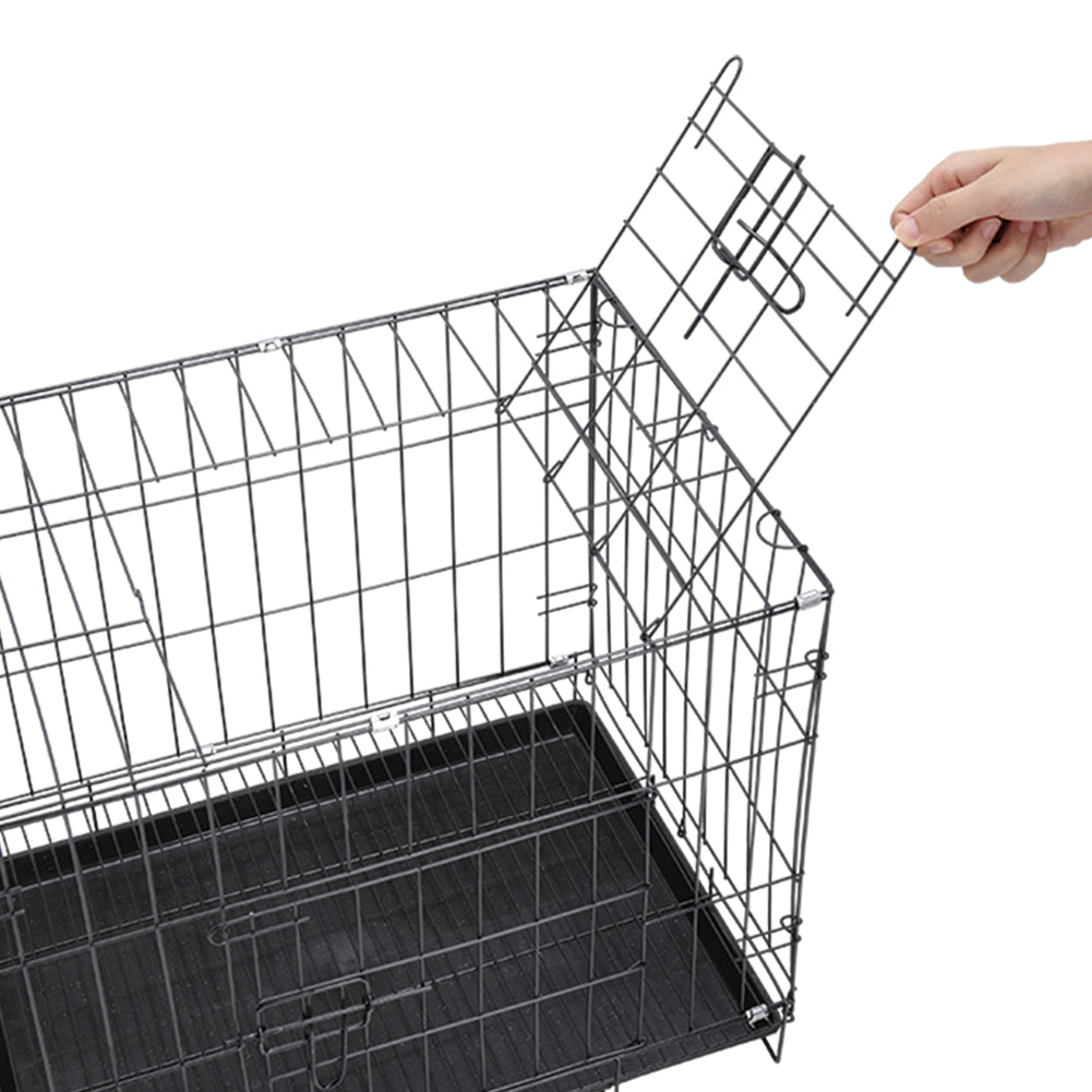 Wire Dog Crate With 2 Doors And Tray | Small | Black