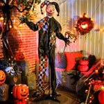Sound Activated Halloween Animatronics Clown With Red Light Up Eyes