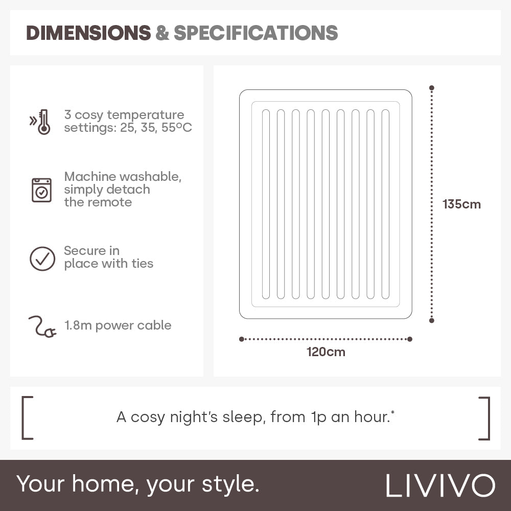 Electric Under Blanket | Double | White